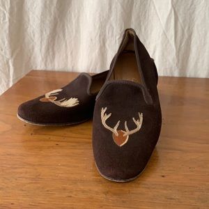 STUBBS & WOOTTON TROPHY MOOSE ANTLER EMBROIDERED SMOKING FLATS